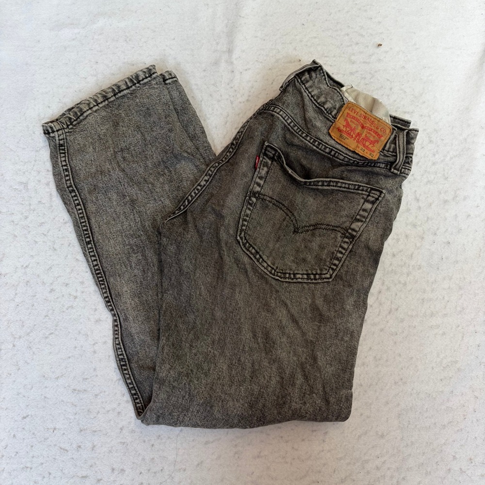 Levi 502 Jeans Mens 32x32 Gray Acid Wash Tapered Leg Denim